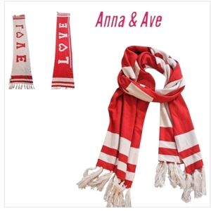 NWT Anna & Ava Scarf Cozy Warm Heart Oblong Red